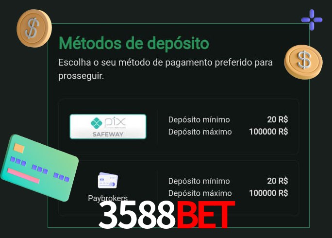O cassino 3588BET oferece uma grande variedade de métodos de pagamento